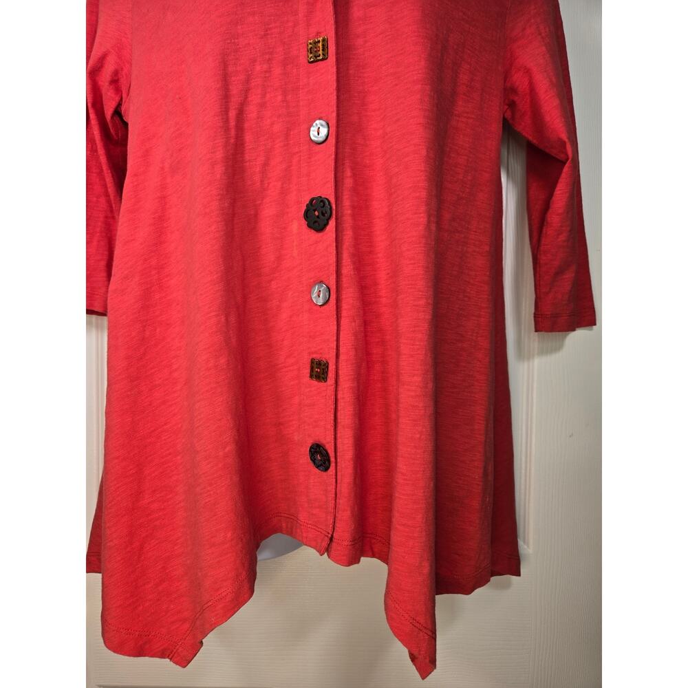 Soft Surroundings Danielle LG Terra Cotta Button Front Asymmetrical Cotton Tunic - Picture 4 of 13